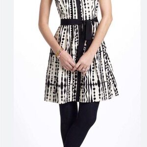 Anthropologie Postmark Harlequin Vintage Style Dress Black And White Womens Sz 6